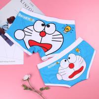 2条装卡通印花情侣内裤 个性男士平角裤低腰性感女生可爱三角裤棉 天蓝色 蓝猫 1条装(女80-110斤)