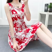 棉绸睡衣女夏季薄款时尚无袖宽松可外穿人造棉睡裙连衣裙家居服 4号花 M