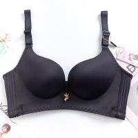 [2件套]幸福狐狸内衣女聚拢收副乳性感透气无钢圈舒适文胸 黑色[单件] 32/70A