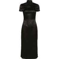 2021新款复古中国风盘扣改良旗袍连衣裙性感修身高腰开叉包臀裙潮 黑色 S