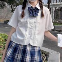 原创风琴褶短袖刺绣白衬衫女jk制服原创正版日系衬衣上衣女学生夏 白色 XS