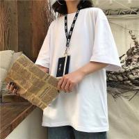 夏季韩版ins原宿街头嘻哈卡通印花宽松无袖背心外穿T恤上衣男女潮 短袖款- 打底衫 白色 S 建议65-75斤