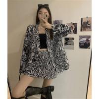 秋季法式复古显瘦西服外套女2021新款潮高腰半身裙两件套装短裙子 外套+半身裙 S