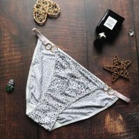 豹纹性感内裤女迷人新款低腰细带铁环冰丝款女士透气三角裤 浅粉豹纹 均码 建议85-125斤