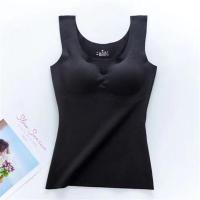 德绒无痕发热保暖内衣女加绒打底背心带胸垫无钢圈睡眠聚拢文胸罩 黑色[德绒版] M[100斤以下]