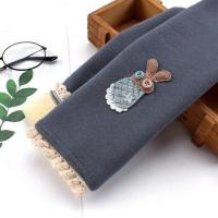 女童加绒加厚打底裤秋冬儿童保暖长裤冬季宝宝中大童洋气裤子外穿 烟灰羊羔绒兔子 100