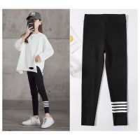 女童打底裤春秋外穿2021新款洋气儿童裤子春装薄款大童休闲裤童装 黑色 110