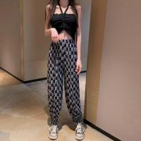 夏季新款休闲宽松束脚裤女灯笼裤防蚊裤薄款韩版九分显瘦沙滩裤 [防蚊裤]字母黑色 新款 均码 [80-140斤]