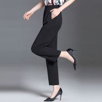 啄木鸟新款真丝直筒裤女高腰垂感薄2021新款夏季桑蚕丝妈妈休闲裤 黑色 XL 建议90-115斤