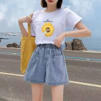 天丝牛仔裤女薄款老爹直筒裤2021夏季新款松紧腰九分冰丝哈伦裤子 8011浅蓝色 高品质 S 建议85-90斤