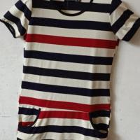 夏季新款棉修身百搭黑白短袖连衣裙时尚气质韩版大码女条纹打底裙 188绿兰白条 188 S 75-90