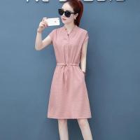 连衣裙女2021新款收腰显瘦小个子气质中长款夏季简约休闲a字裙潮 粉色 S 80斤-95斤