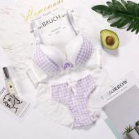 无钢圈蕾丝文胸套装小胸上托聚拢调整型收副乳透气性感舒适内衣女 仙蕾紫色单件 32/70(盒装+礼品)