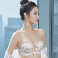 无肩带聚拢防滑文胸小胸显大中厚杯露肩隐形婚纱无钢圈内衣女性感 亲肤色（单件装） 32/70AB通杯（厚度2.3CM）