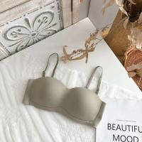 无痕抹胸式内衣女无钢圈聚拢小胸无肩带日系文胸套装上托轻薄款 绿色[单内衣] 32/70[AB通杯]