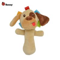 婴儿动物BB棒 手摇铃宝宝手抓棒 婴儿手偶毛绒安抚玩具 sozzy长摇铃BB棒小狗