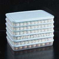 [送包饺器]饺子盒厨房家用速冻水饺盒盘冰箱保鲜盒收纳盒馄饨盒 浅蓝色 大号1盒1盖