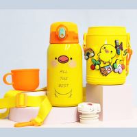 DIY卡通洞洞杯316不锈钢学生吸管水杯儿童保温杯大容量可背幼儿园 550ML一杯三盖 书包款-粉色