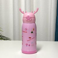 儿童智能显示吸管保温杯女学生可爱韩版测温水杯不锈钢男防摔杯子 老款清仓[304]单盖 标配