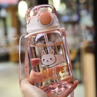 儿童水杯带吸管塑料耐摔水壶便携夏天杯子ins高颜值学生韩版可爱 儿童塑料吸管杯550ml粉色 杯子(自带背带)