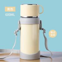 儿童小学生316不锈钢保温杯大容量旅行水壶可爱少女心创意水杯子 黄色(600ml)