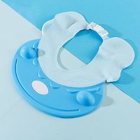 宝宝硅胶洗头帽婴儿可调节浴帽儿童洗发帽硅胶婴儿洗澡洗浴帽 可调节蓝色 默认