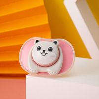 婴儿安抚奶嘴宝宝拇指型硅胶断奶神器新生儿卡通安睡型圆头奶嘴 粉色小猫(送防掉链1个) [圆头]乳头型