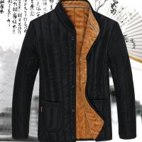 中老年棉衣男装加绒加厚爸爸装羽绒棉服爷爷冬装内胆棉袄男士外套 黑色棉衣 XL 建议90-120斤