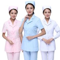 短款分体护士服加肥加大女士小褂套装工作服修身显瘦上衣春夏新款 西服领白色短袖 S