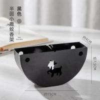 创意铁艺卧室蚊香架托盘可挂家用盘香托蚊香炉简约接灰盘蚊香盒 黑色-半圆小鹿蚊香架