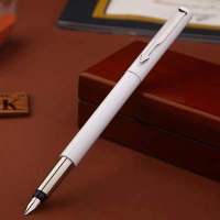 派克钢笔威雅系列钢杆墨水笔可替换墨囊两用学生练字中性签字笔 白色胶杆 单支笔(笔袋+吸墨器+笔尖)