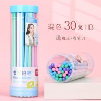 得力儿童铅笔hb小学生考试专用2B无铅毒幼儿写字书写六角杆铅笔 HB/30支装(4色混)送卷笔刀+橡