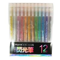 韩具 创意diy荧光笔12色金属笔闪光笔彩色中性笔闪亮啫喱笔手账用 无赠品]12色闪光 1排
