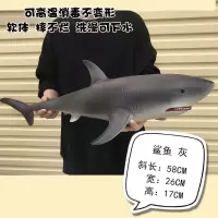 超大软胶充气鲨鱼玩具沙滩戏水游泳仿真模型巨齿大白鲨儿童玩具 灰色充气鲨鱼(可下水)