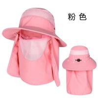 遮阳帽男士干农活防晒帽子女夏季户外遮脸防紫外线太阳渔夫帽草帽 [升级款蒙面渔夫帽]粉色