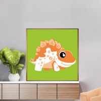 暮屿DIY数字油画填色手工画客厅动画恐龙手绘油彩画装饰画 恐龙1 20*20绷好实木内框