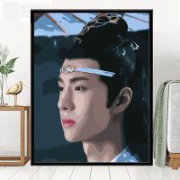 diy数字油画客厅卧室肖战王一博人物填色手工绘油彩装饰画减压画 189王一博 40*50不带框(画布颜料画笔)