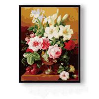 数字油画 手绘江南山水成人diy减压风景中国风国画古镇油彩涂色画 X094含芳 40*50不带框(画布颜料画笔)