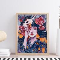 diy手工填色数字油画客厅装饰减压动漫风景现代简约北欧装饰画 少女1#0341 40*50cm 无内框