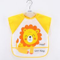 宝宝吃饭罩衣儿童围裙围兜防水防脏春夏季女宝男童反穿衣婴儿护衣 无袖小清新黄狮 14(90码建议0-2岁）