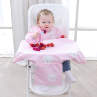 宝宝吃饭餐椅防脏神器围兜罩衣全身防水全包围吃饭罩衣 宝宝 防水 粉色小白兔长袖 双层 高品质 均码