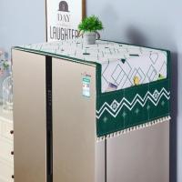 冰箱防尘罩盖布单开门对双开门冰箱罩滚筒洗衣机罩遮盖布冰箱盖巾 几何 35*99cm微波炉烤箱通用