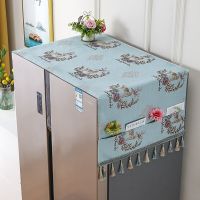 冰箱防尘布防尘罩盖巾洗衣机微波炉保护罩单开门双开门冰箱顶盖布 花间麋鹿-蓝 微波炉罩35*100cm