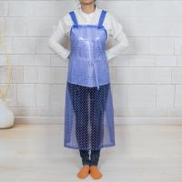 背带式加厚PVC防水防油围裙男女成人厨房无袖水产游泳馆工作服 蓝色长108*宽85 25丝