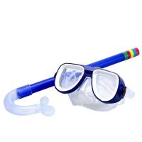 男女儿童防水游泳镜潜水镜套装呼吸管半干式浮潜游泳眼镜潜水套装 0326款蓝色带呼吸管
