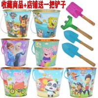 儿童铲子玩具沙滩玩铲沙加厚批发挖土多动能小铁铲桶挖沙工具套装 中号图案随机发+2尖铲