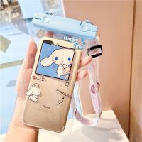 可触屏手机防水袋通用卡通可爱潜水套透明游泳漂流密封防水包斜挎 无气囊大耳狗+斜跨绳