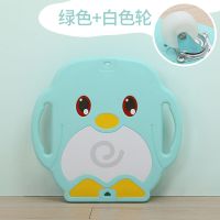 感统训练器材滑板车儿童早教前庭健身平衡板方形小滑板爬滑行车 绿色白轮单轴承吹塑