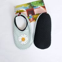 地板袜儿童防滑袜套宝宝亲子早教鞋套夏季成人厚底袜子婴儿学步袜 雏菊 冰蓝 M:13-15CM脚长(1-2岁)