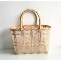 透明质感编织包新款果冻包塑编手提包女包复古自然风伴手礼提篮 米色小号